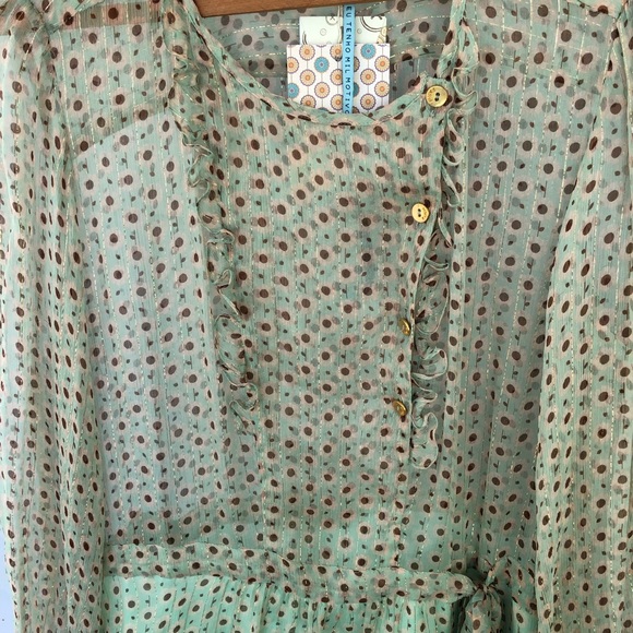 FARM Rio Dress Mini Silk Floral Lurex Ruffle US M - Picture 2 of 10